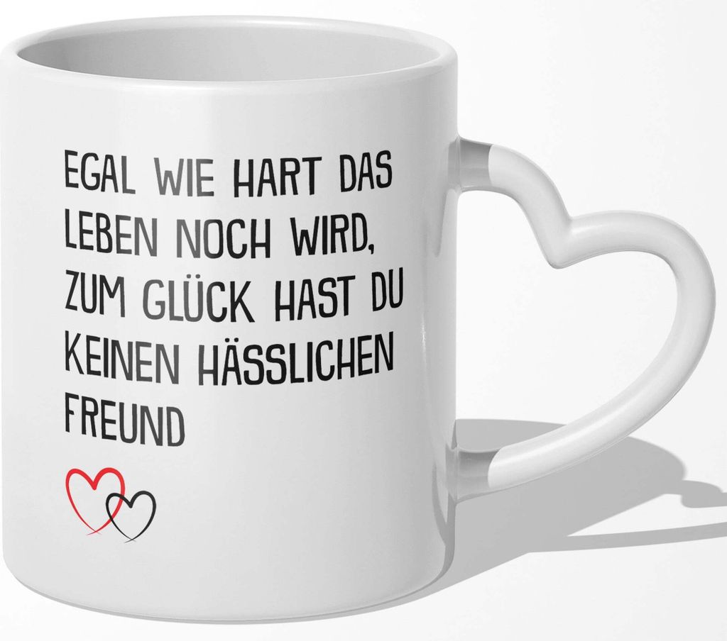 22Feels Freundin Geschenk Jahrestag Tasse für Sie Valentinstag Frauen 1 Jahr Weihnachten Geburtstag Kaffeetasse Beziehung Liebe Paar (Herzhenkel W...
