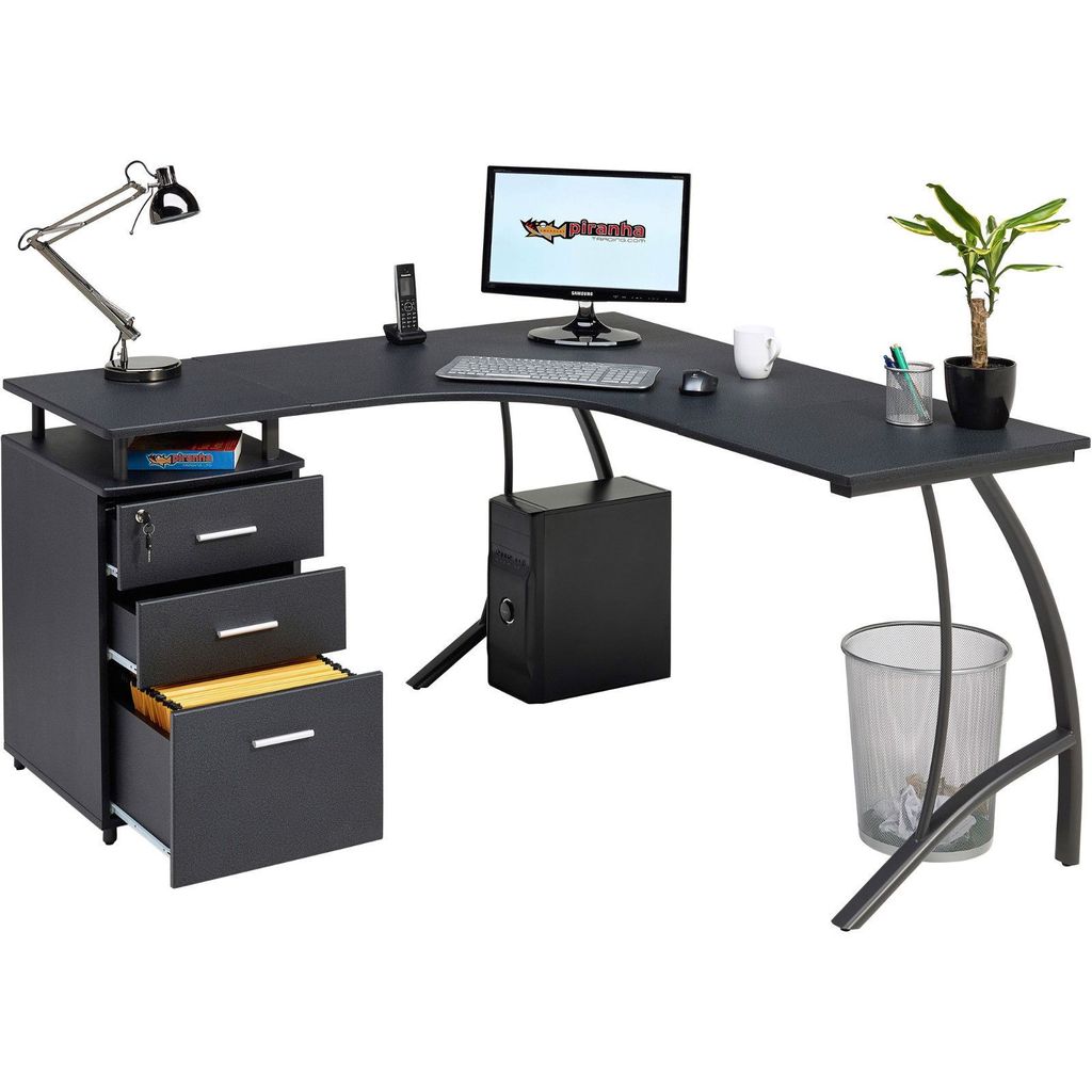 Computertisch Schreibtisch Arbeitsplatz Unterschrank Schubladen PIRANHA PC 2w 