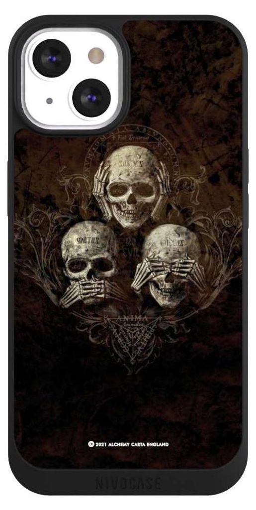 NIVOCASE Handyhülle für Apple iPhone 13 Hülle NIVOpure Case Schwarz Art Gothic Totenköpfe