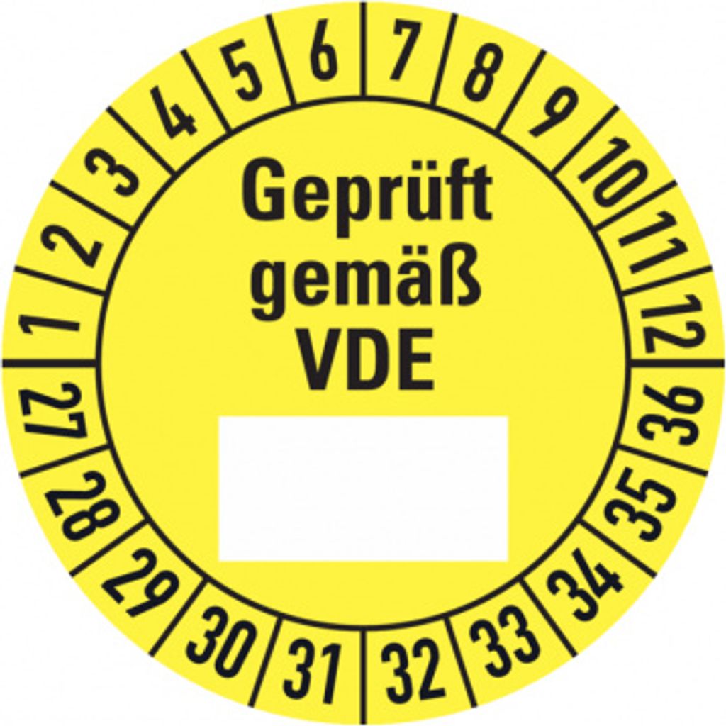 Dreifke® Aufkleber Prüfplakette,  gemäß VDE (Freifeld), Produktbild 