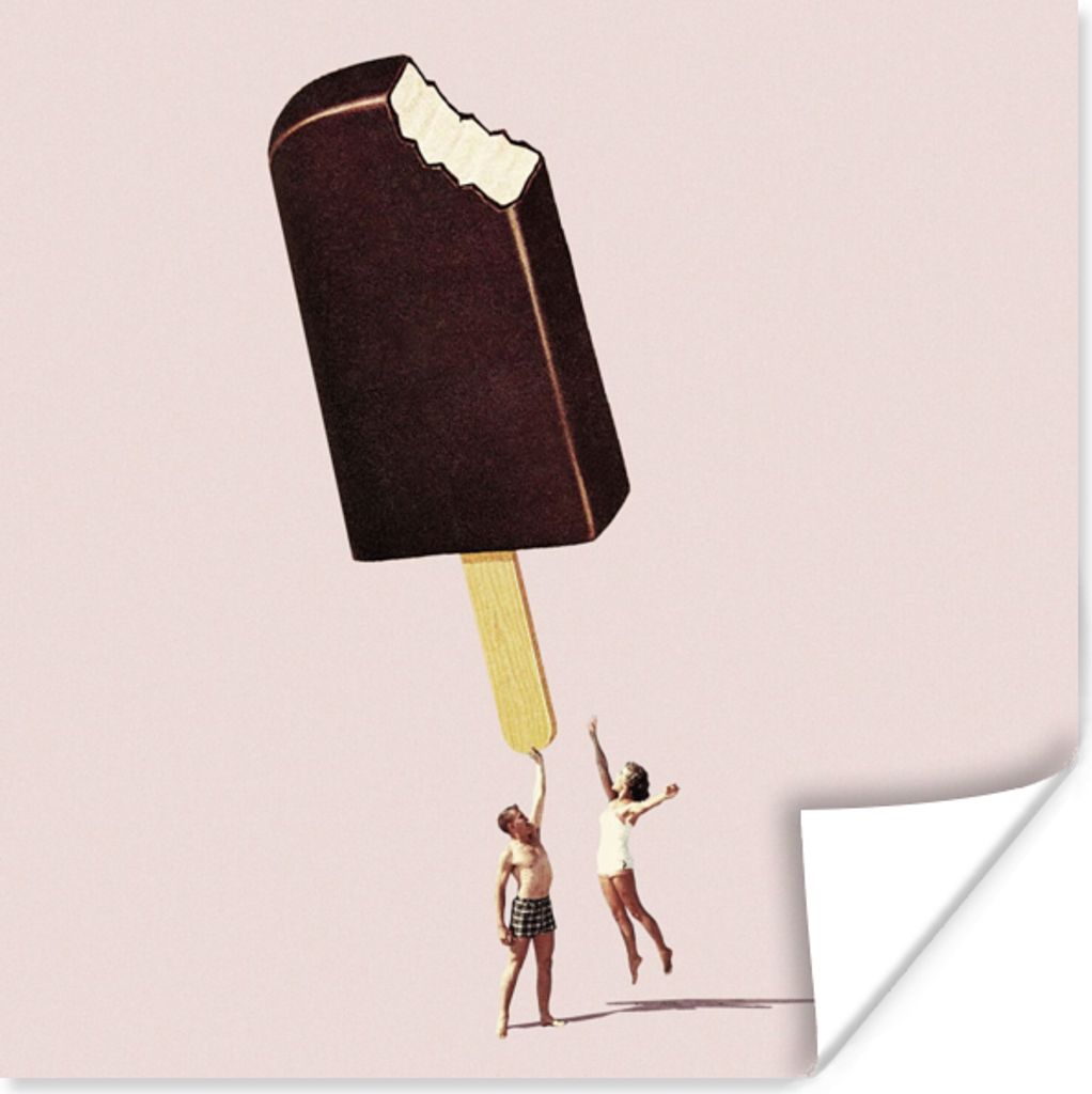 MuchoWow Poster Eiscreme - Schokolade - Pastell - Vintage 50x50 cm - Wohnzimmerdekoration