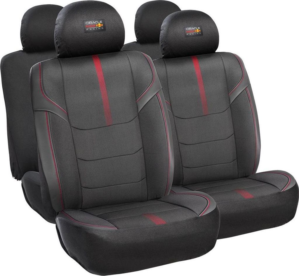 Red Bull Racing Red Bull Powerbar II Schwarz/Rot Autositzbezug-Set, bequem, langlebig, einfach und schnell zu installieren
