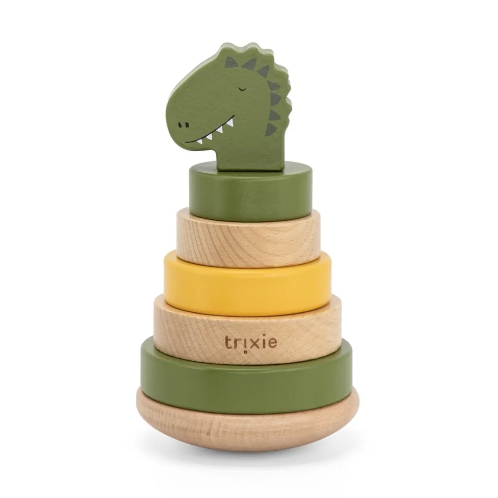 Pyramide à empiler Trixie Dinosaure en bois, jouet pédagogique 12m+