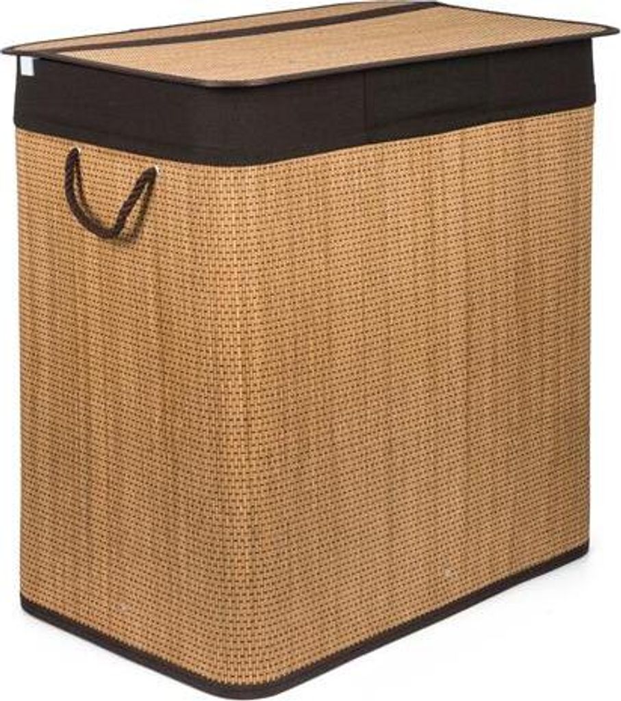 G21 150 l Wäschekorb mit Trennwänden, Bambus mit braunem Korb
