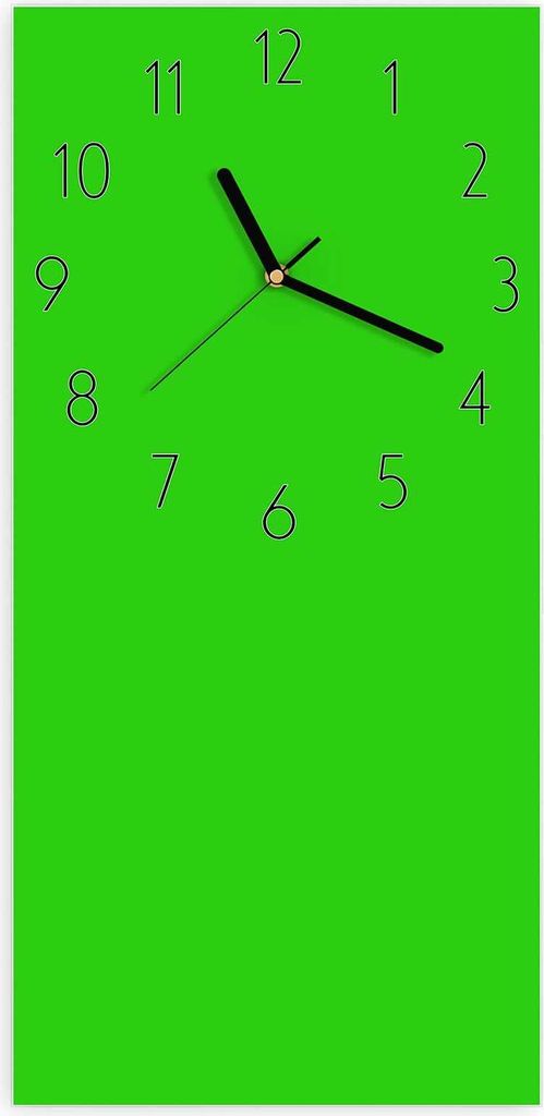 Wanduhr aus Glas mit Motiv Neongrüner Hintergrund- 30 x 60 cm - inkl. Aufhängesystem