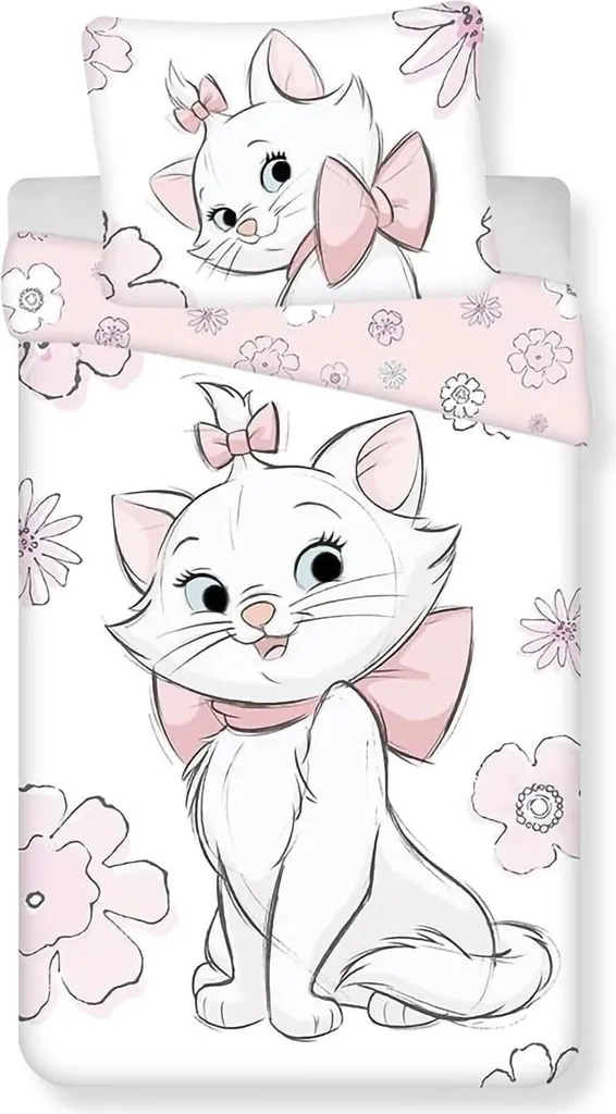 Set Letto Cotone 140x200 Jerry Fabrics Marie Cat Flowers 03 Disney