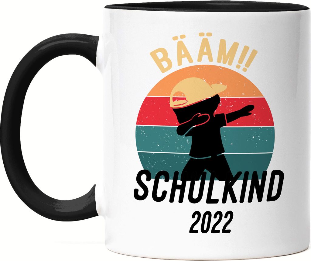 Kinder Bääm! Schulkind 2022 Tasse Schwarz Einschulung Geschenk Schulanfang Schule Schuleinführung Einschulungsgeschenk