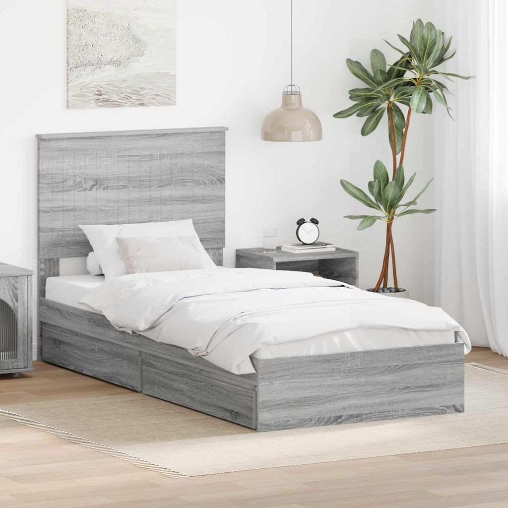 Maison Exclusive - Aufbewahrungsbett Graues Sonoma 90 x 200 cm Holzwerkstoff