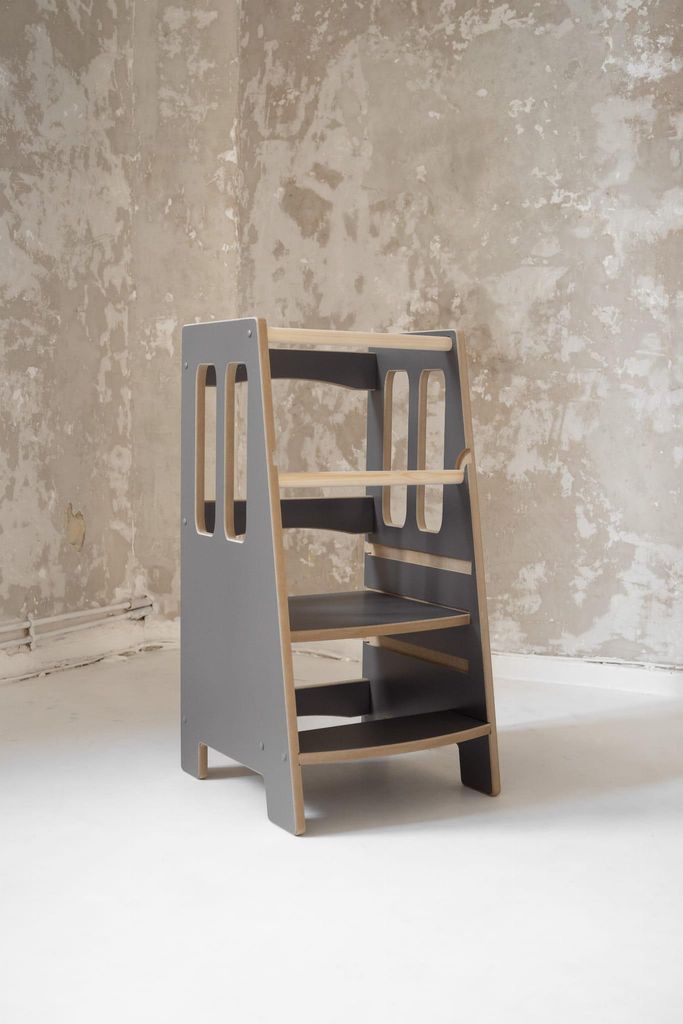 LITTLE - Montessori Lernturm Kitchen Helper Kinderplattform Küchenturm - grau