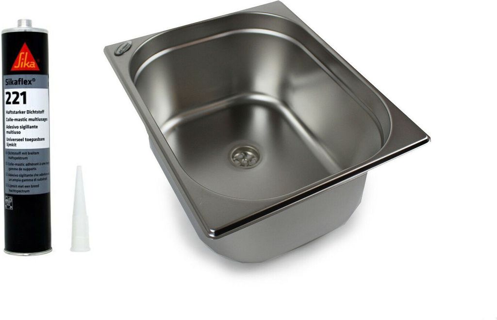 Spülbecken 325x265x150mm Edelstahl incl. Montagekleber Camping Waschbecken Markt