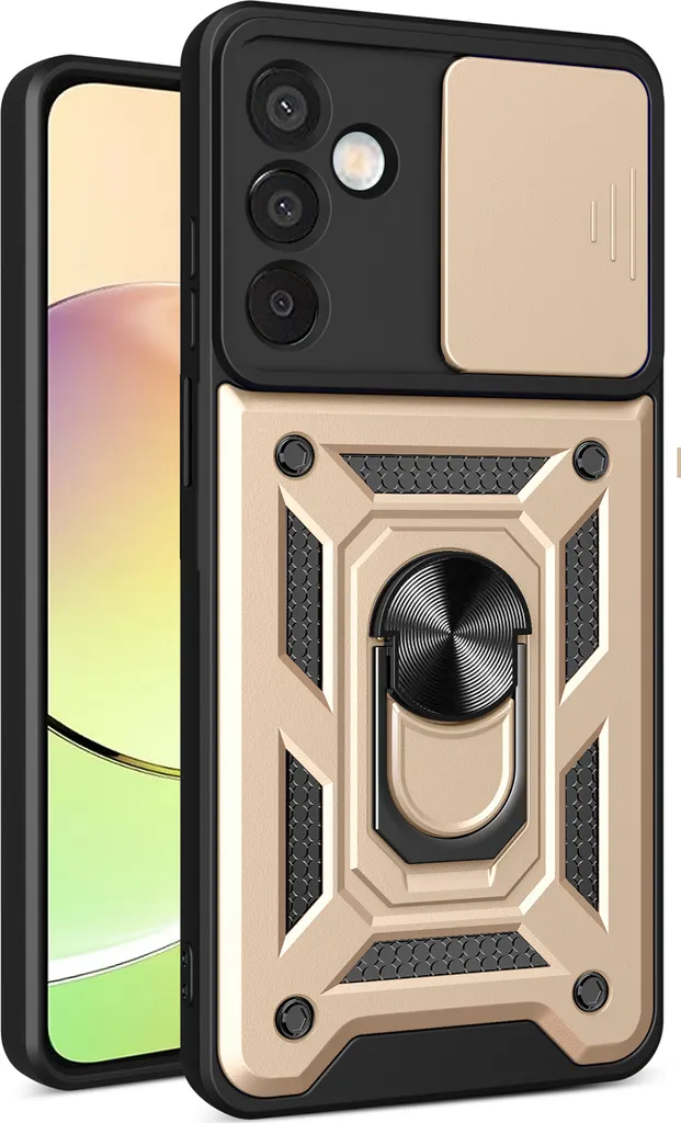 Custodia Samsung Galaxy A36 Oro con Anello e Protezione Fotocamera