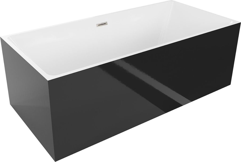 Mexen Nita freistehende Badewanne 170 x 80 cm, weiß/schwarz, Abfluss nickelfinish - 52091708075-97