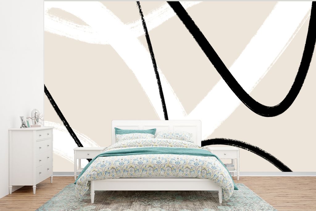 MuchoWow Fototapete für Wohnzimmer oder Schlafzimmer Wandtapete Vinyl Motivtapete Linie - Abstrakt - Minimalismus - Pastell - 400x300 cm - Papie...