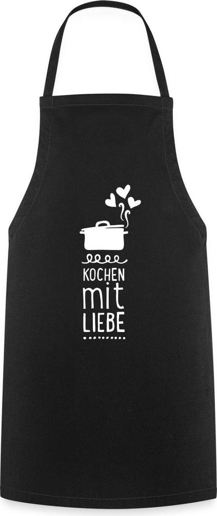 Spreadshirt Kochen Mit Liebe Herz Spruch Kochschürze, One size, Schwarz