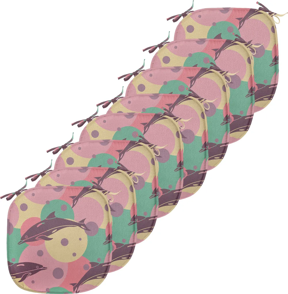 Coussin pour Chaise de Salle à Manger Imperméable Lot de 8 Vert et Rose