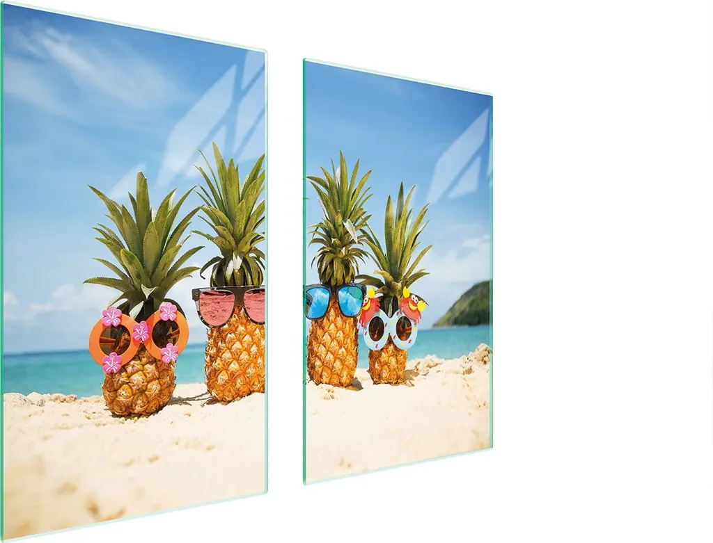Copri Piano Cottura 75x52 Vetro Temperato Ceramica - 2 Pz Ananas Mare