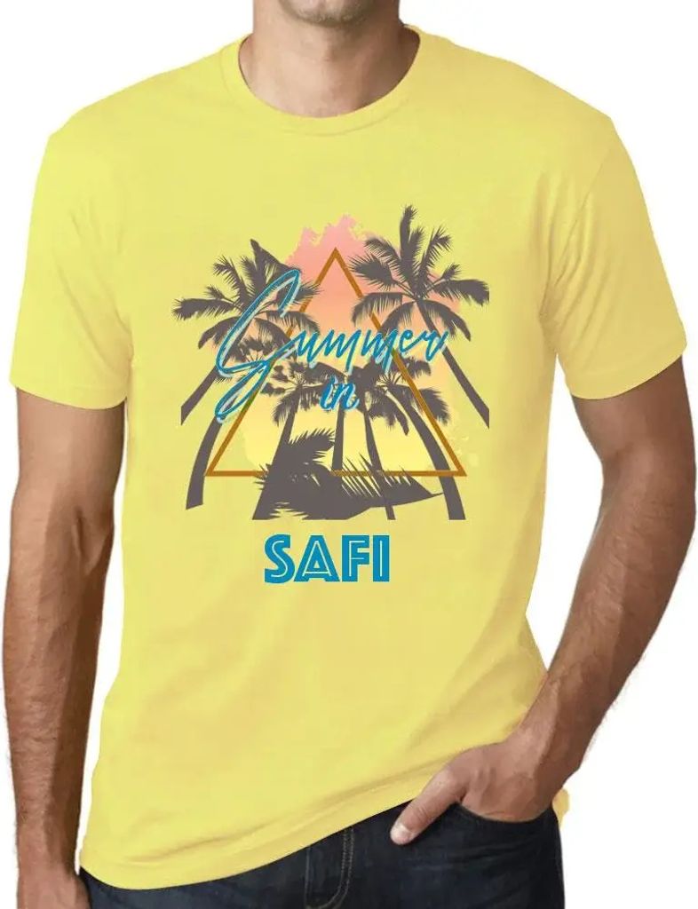Herren Grafik T-Shirt Palmen Sonnenschein Sommer in Safi – Palm, Sunshine, Summer In Safi – Öko-Verantwortlich Vintage Jahrgang Kurzarm Lustig...