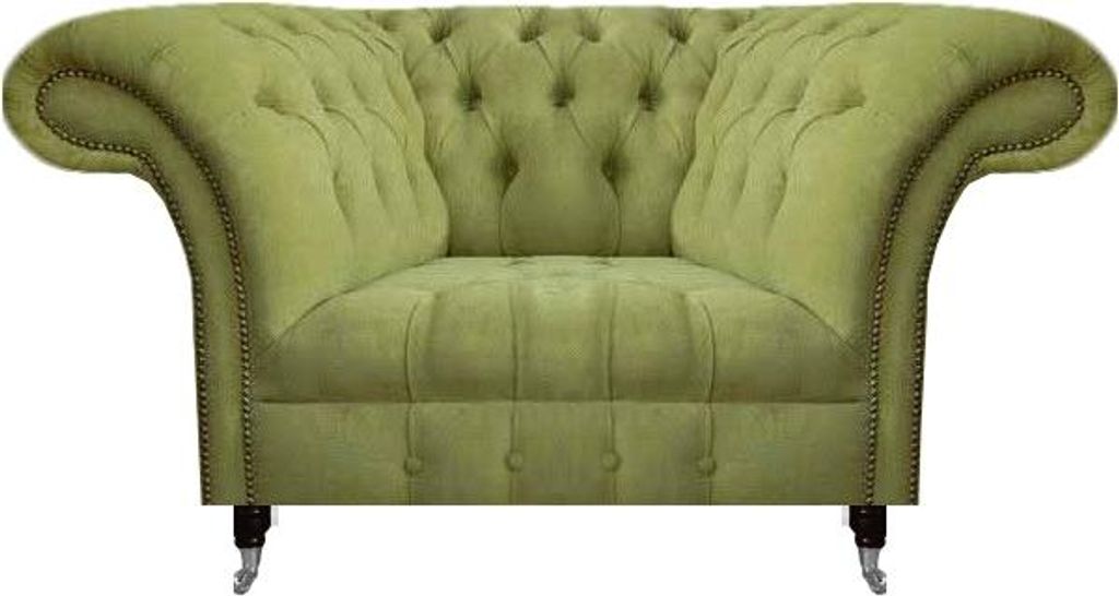 Grüner Chesterfield Wohnzimmer Sessel r Textil Polstersessel