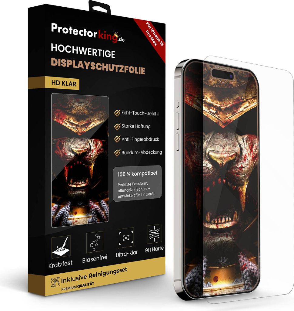 3x 9H Panzerglas für iPhone 15 Pro Max HD KLAR echtes Tempered Glass Panzerfolie Displayschutz Schutzglas Hartglas Schutzfolie Screen-Protector