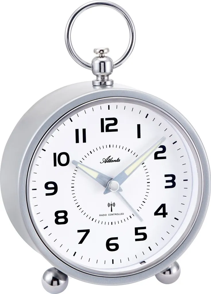 Horloge de table radio-pilotée Atlanta 1836/19 argent pour la chambre