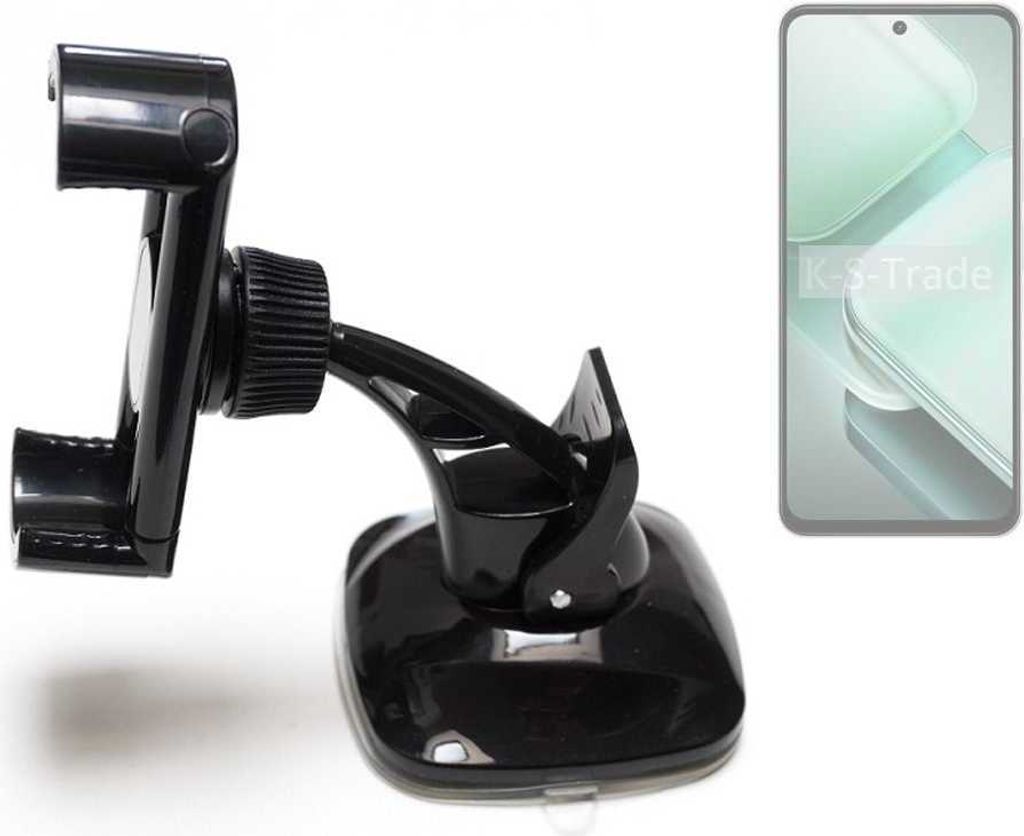 K-S-Trade kompakte Handy-Halterung Windschutzscheibe kompatibel mit Vivo iQOO Z9x Armaturenbrett schwarz Autohalterung KFZ Halter Scheiben-Halterung