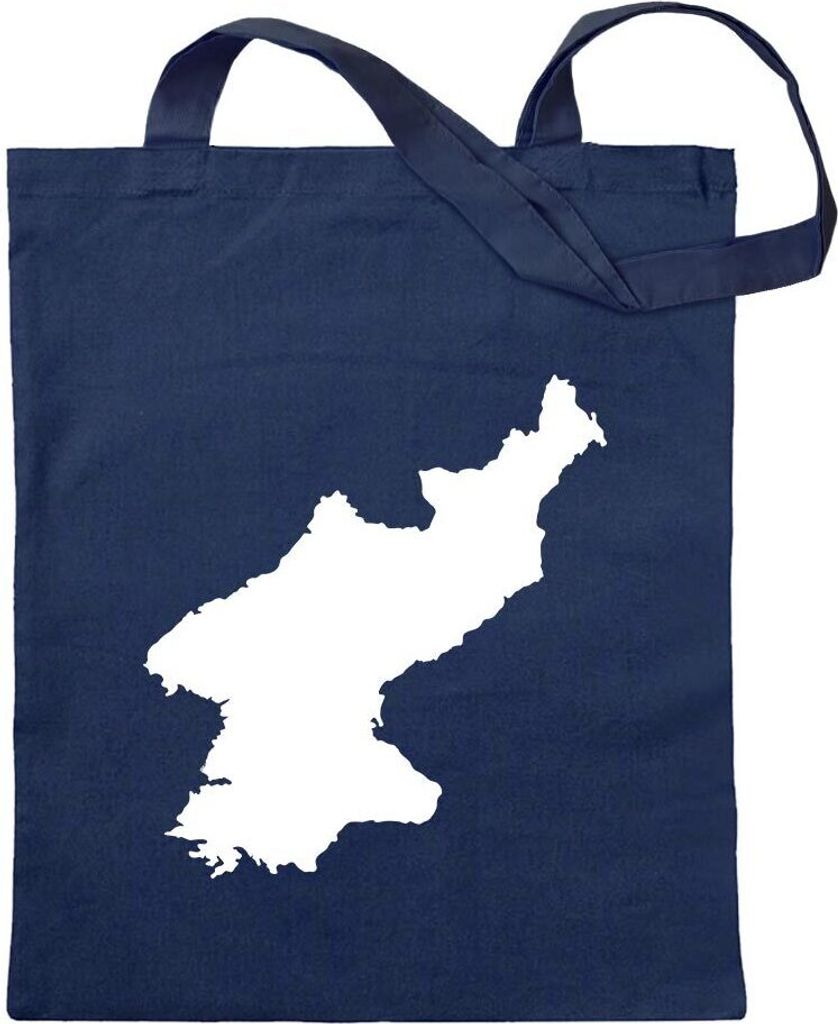 Kiwistar - Baumwolltasche - dunkelblau - Korea, Nord Umriss Kontur - Tragetasche Stoffbeutel Umhängetasche Langer Henkel