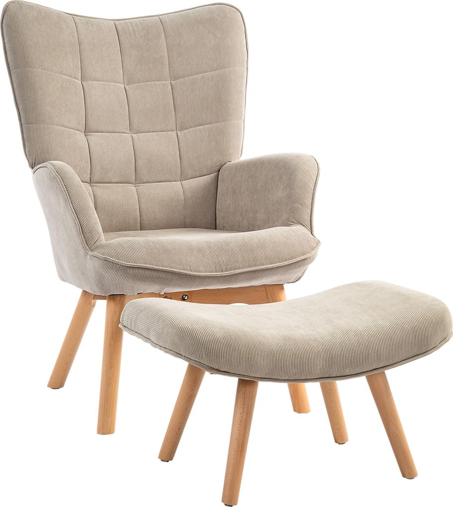 Fauteuil à oreilles HOMCOM avec repose-pieds, fauteuil Image du produit 
