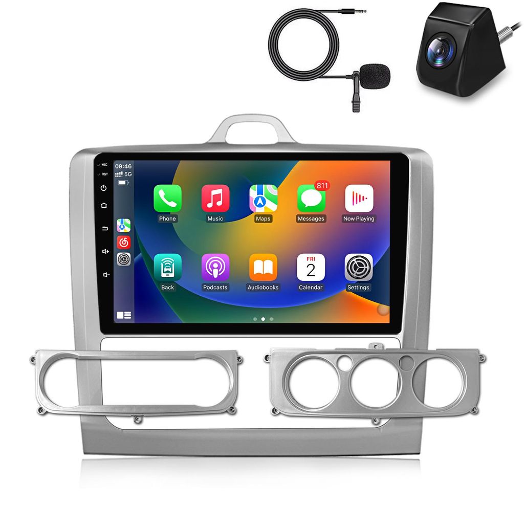 Carplay Autoradio Mit Kamera Mic Für Ford Focus MK2 2004-2011 Android GPS Navi WIFI DAB+ SWC RDS DSP USB BT 2+64GB