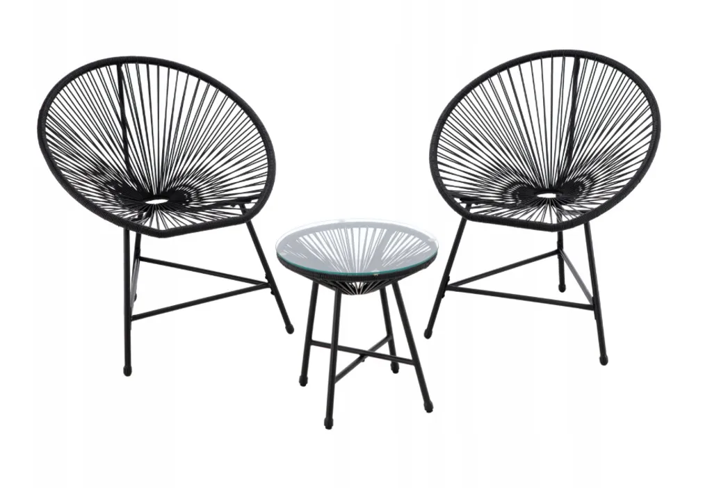Salon de jardin design LAMBROS noir avec table basse et fauteuils chic - 8