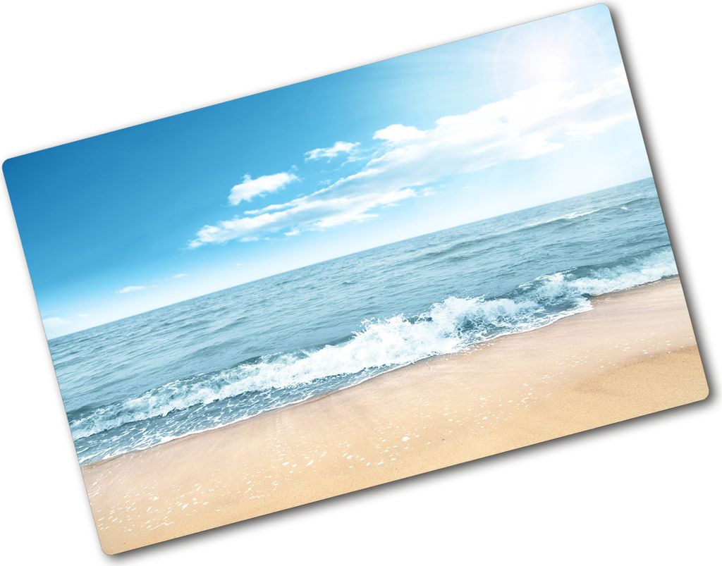 Tulup Glas Herdabdeckplatte - 80x52 cm - Glaskeramikkochfeld-Abdeckung Spritzschutz Glasabdeckplatte - Einteilig - Landschaften - Strand - Blau
