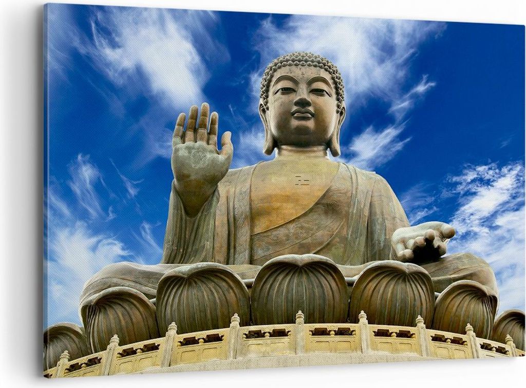 Bild auf Leinwand - Leinwandbild - Asien buddha kultur - 100x70cm - Wand Bild - Wanddeko - Leinwanddruck - Bilder - Kunstdruck - Wanddekoration - L...