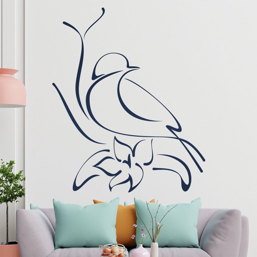 Kleiner Vogel Linien Wandtattoo in 6 Größen - Wandaufkleber Wall Sticker - Dekoration, Küche, Wohnzimmer, Schlafzimmer, Badezimmer