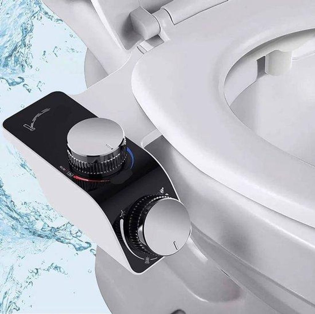 Bidetkop, zelfreinigend, nicht-elektrisch, mit Doppel-Sprinkler, Wasserregulierung, für warm und kältes Wasser.