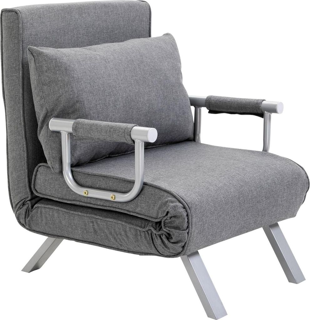 Umbaubarer Relaxsessel mit Bettfunktion, Grau, 65x69x80 cm