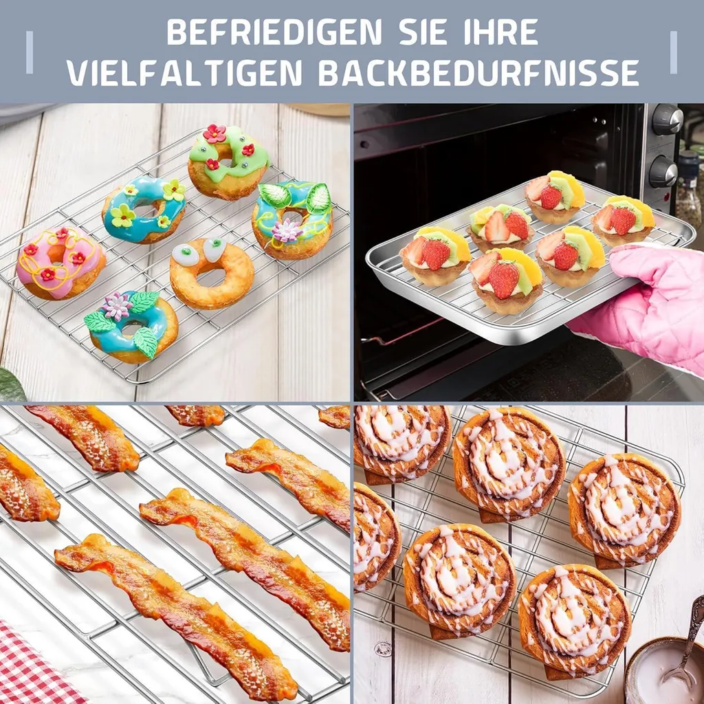 Set 2 Griglie Raffreddamento Inox 21,5x16 cm | Professionali per Forno - 7