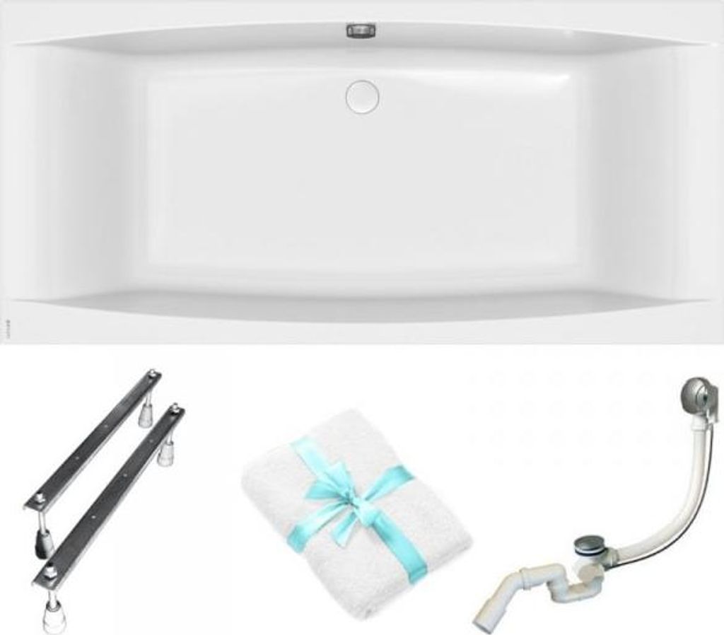 Cersanit | Badewanne - Wanne Rechteckig Virgo - 190 X 90 Cm - Acryl - Zentraler Abfluss - Verstellbare Füße