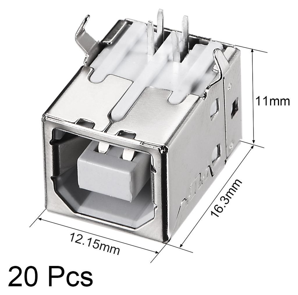 20 Stš¹ck PCB USB Verbinder Typ-B Buchse Stecker 90 Grad DIP Druckeranschluss USB PCB Steckdose fš¹r Mini USB Anwendung, Wei?