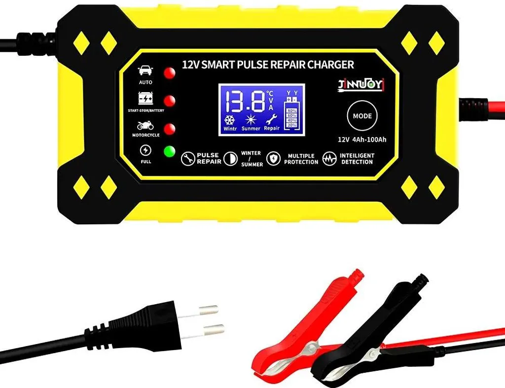 Caricatore Batteria Auto 6A Giallo - Mantenitore Intelligente UE