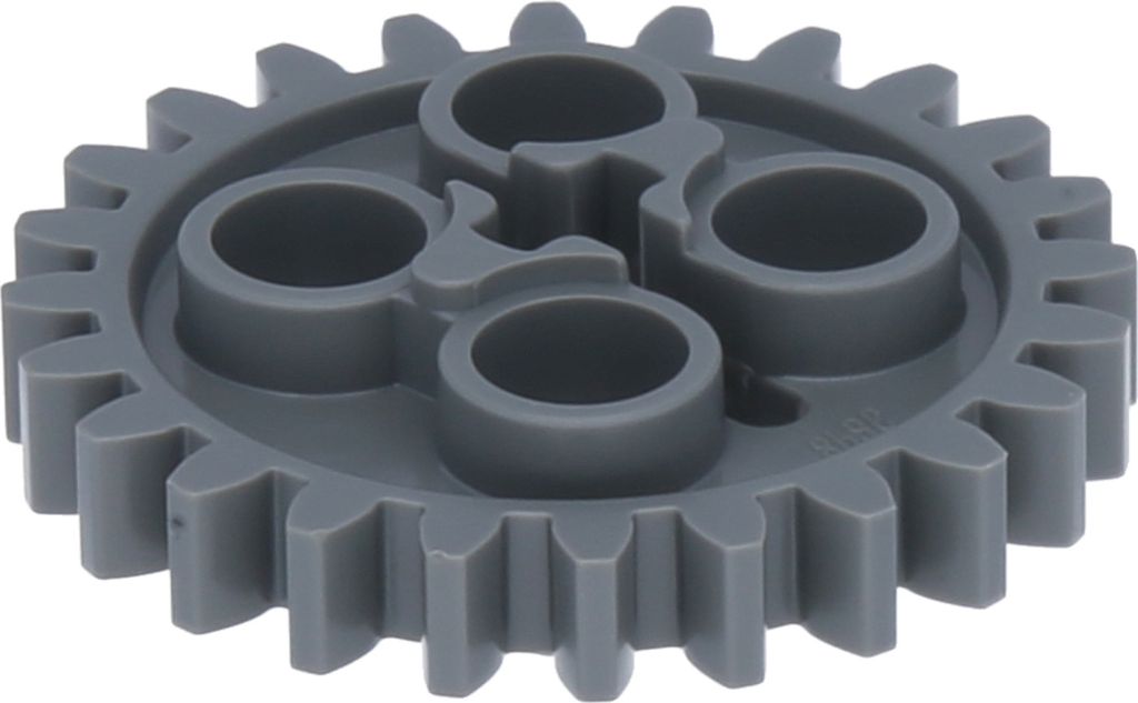 A single gray LEGO Technic gear is shown against a white background.