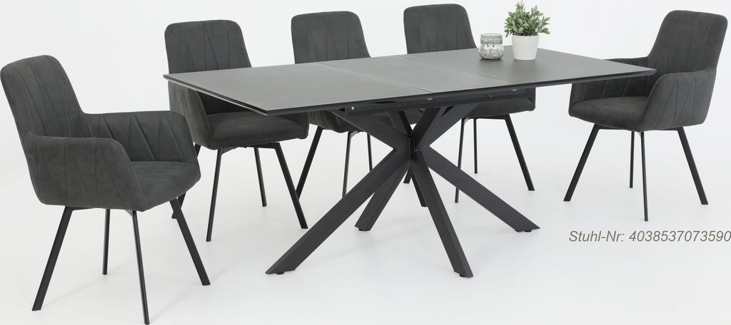 Vierfußtisch/Esstisch Fenja-Platte mit Glasauflage Produktbild 6