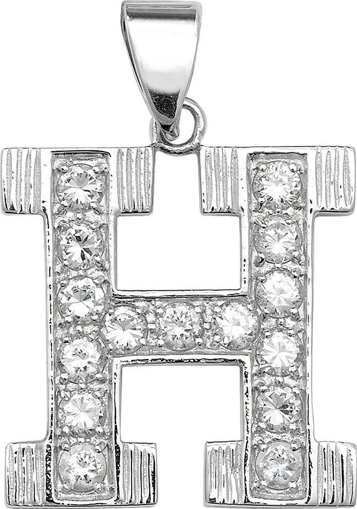 Stylischer 925 Sterling Silber Buchstaben / Initiale Damen - Anhänger mit Zirkonia; TRS35301LTH