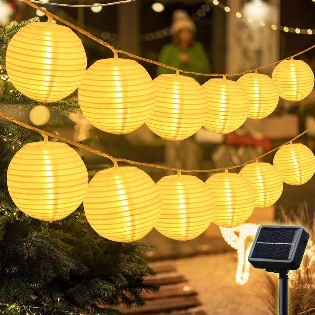 Salcar 5m 20 Lampions Lichterkette Solar Außen Lichterketten Outdoor 8 Modi IP44 für Außen Garten Liegewiese Terrasse