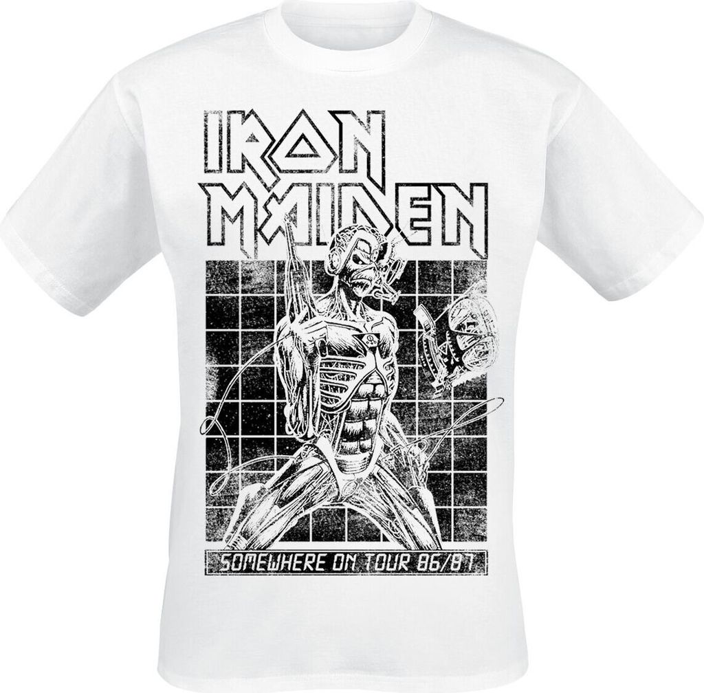 Iron Maiden T-Shirt Herren Sit Tour 86/87 weiß L
