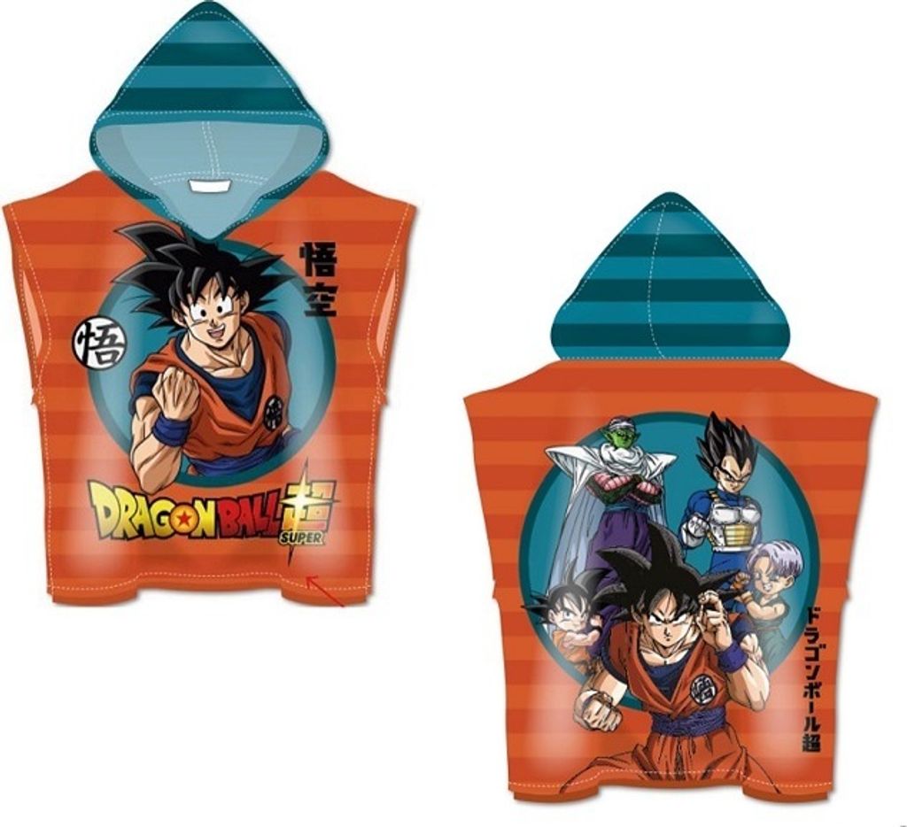 Poncho-Strandtuch mit Kapuze für Kinder 55x110cm Dragon Ball