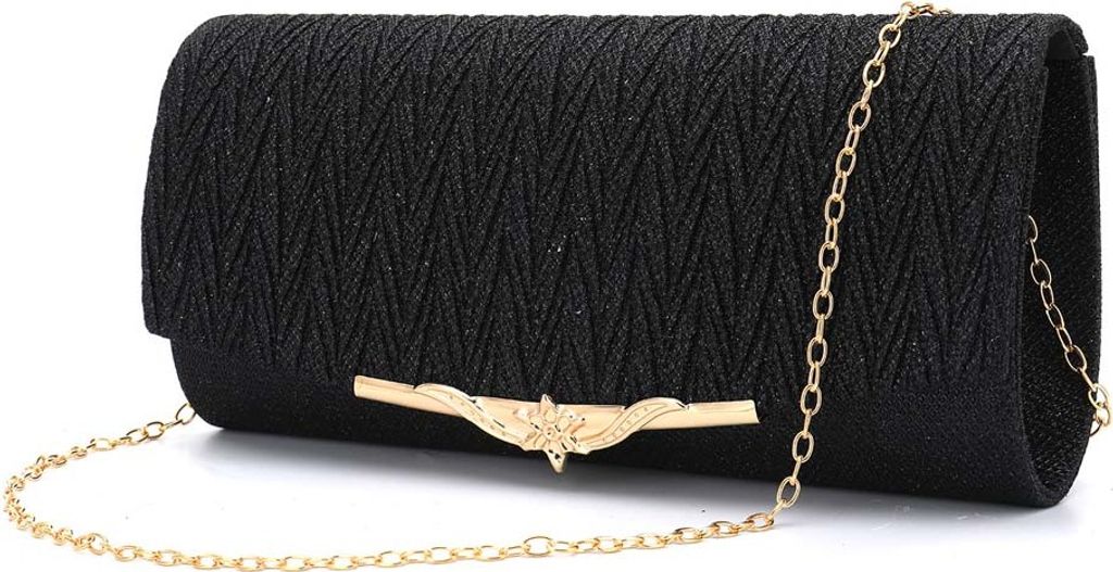 Damen Clutch, Glitzer Abendtasche Umhängetasche Handtasche mit Abnehmbarer Kette Elegante Envelope Tasche für Abschlussball, Hochzeit, Party
