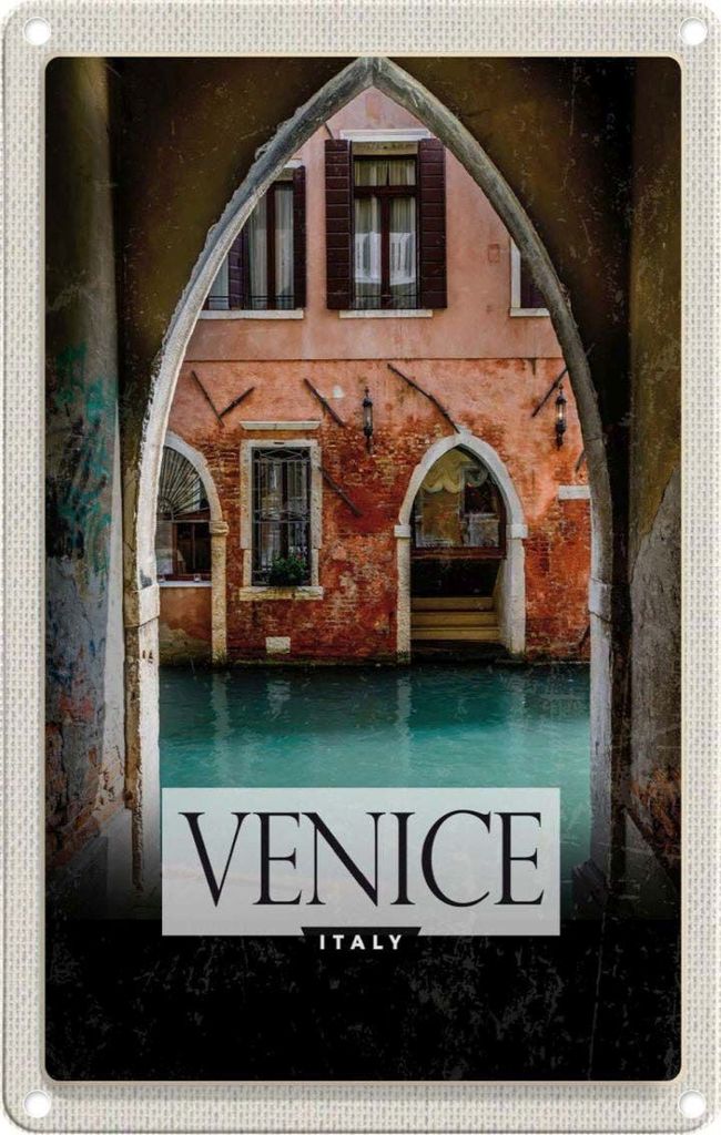 vianmo Blechschild 30x20 cm Venice Italien Fluss Panorama Bildmotiv Reisemotiv Abenteuer Reisen Urlaub