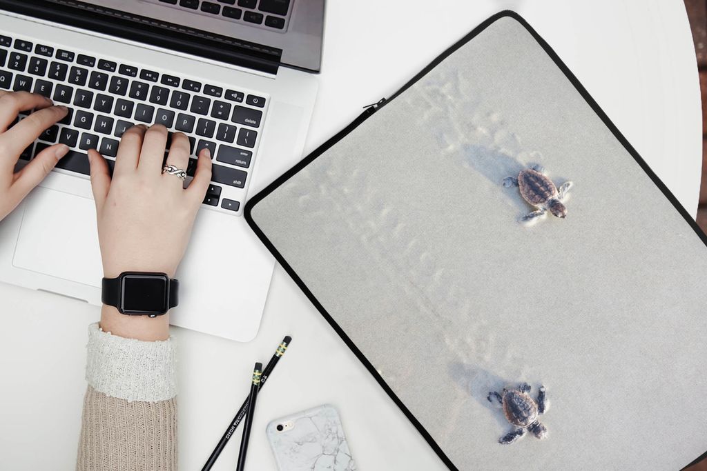 MuchoWow Laptop Hülle 17 Zoll Laptoptasche Zwei kleine Schildkröten - Zipper - Schutzabdeckung