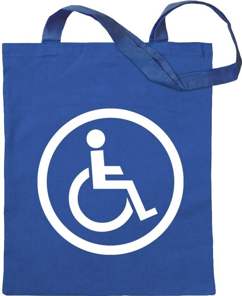 Kiwistar - Baumwolltasche - royalblau - Rollstuhlfahrer Design 2 - Tragetasche Stoffbeutel Umhängetasche langer Henkel