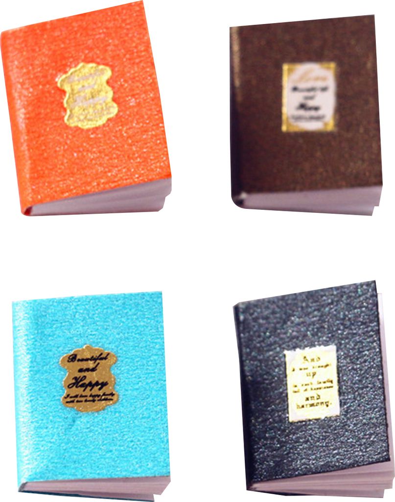 4Pcs Miniaturbücher Mehrfarbiges Haltbares Papierpuppenhaus Miniaturmöbelbücher Für Geschenk-B