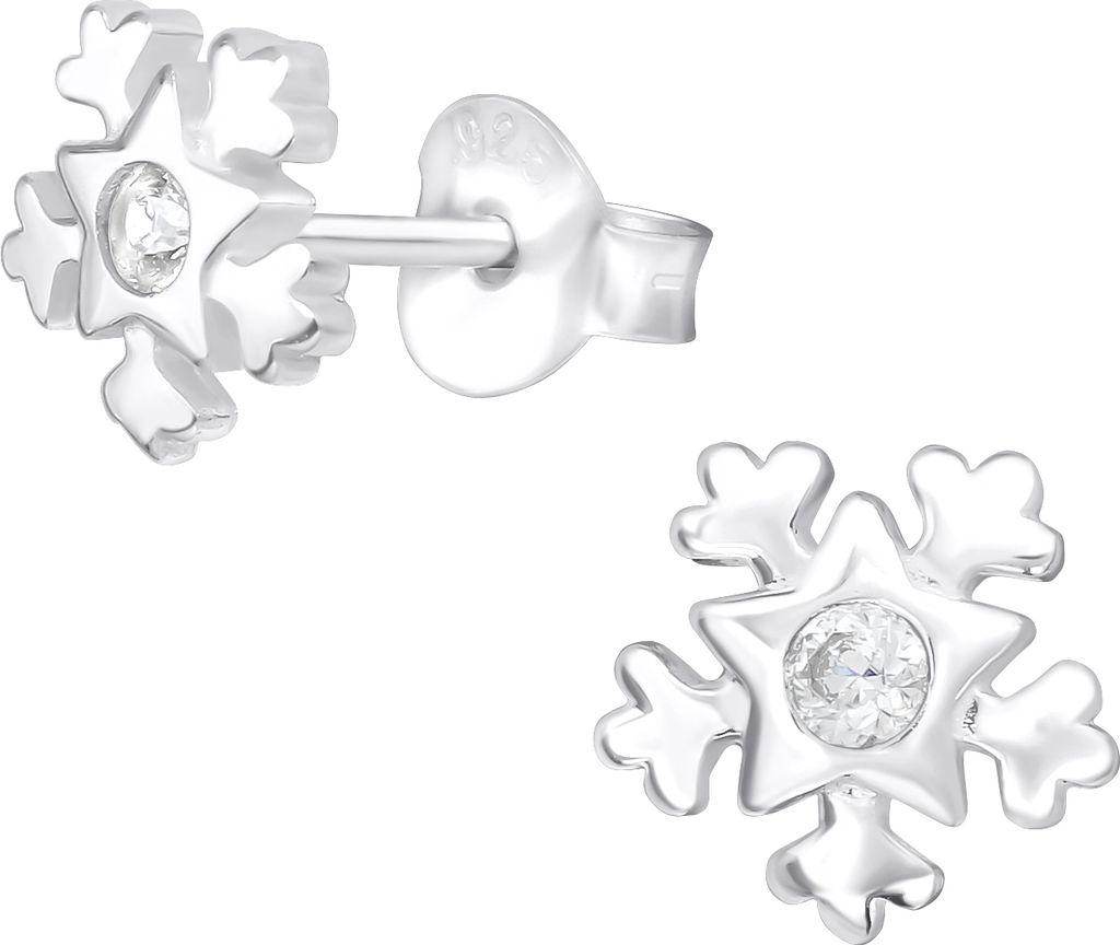 925 Sterling Silber Ohrstecker Schneeflocke mit Zirkonia